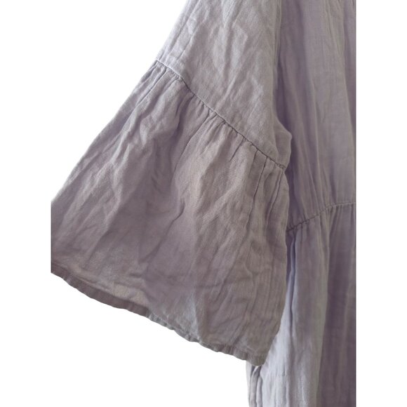 Light Purple Pact V-Neck Button-Front Babydoll Dress Flutter Sleeve Size L - Picture 4 of 6